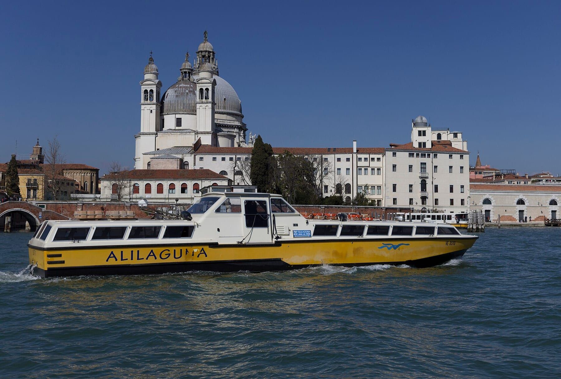 An Alilaguna boat on the lagoon: the scheduled alternative to a water taxi.